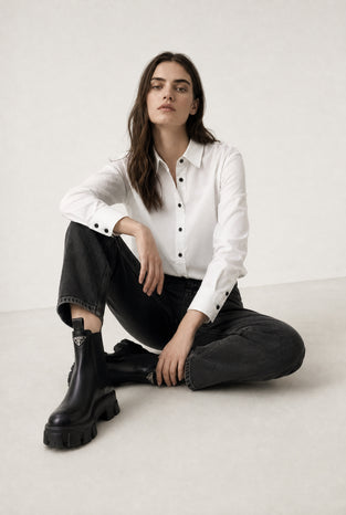 Lex Oxford poplin blouse | White
