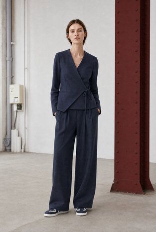 Jade fitted viscose blazer | Dark Blue
