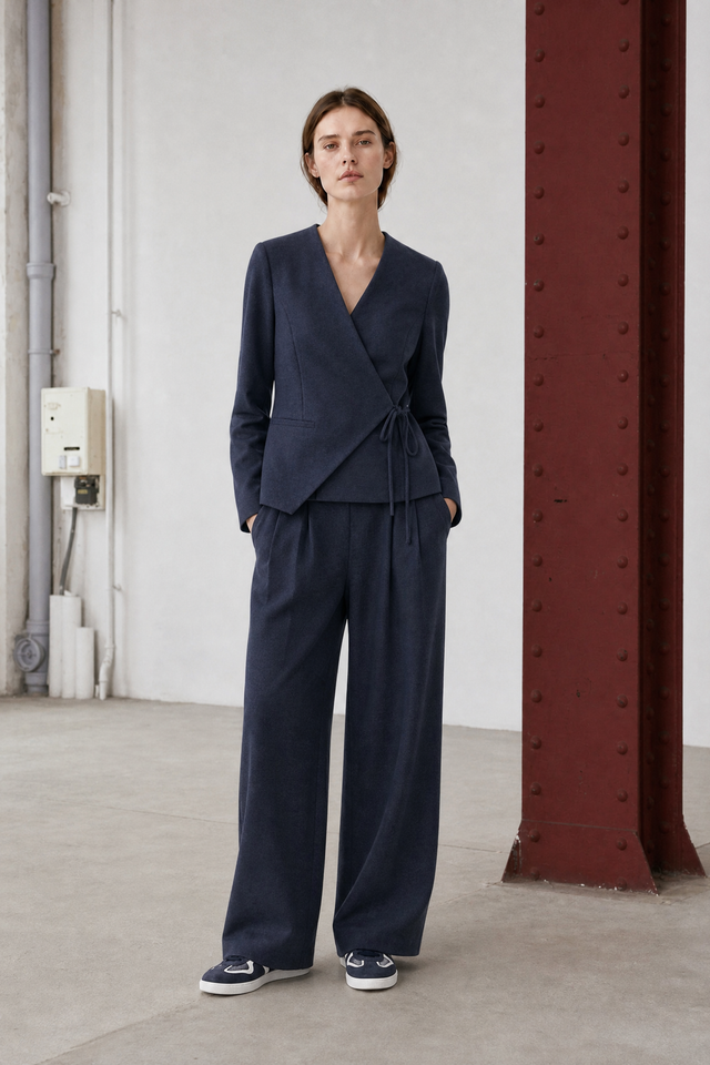 Jade fitted viscose blazer | Dark Blue
