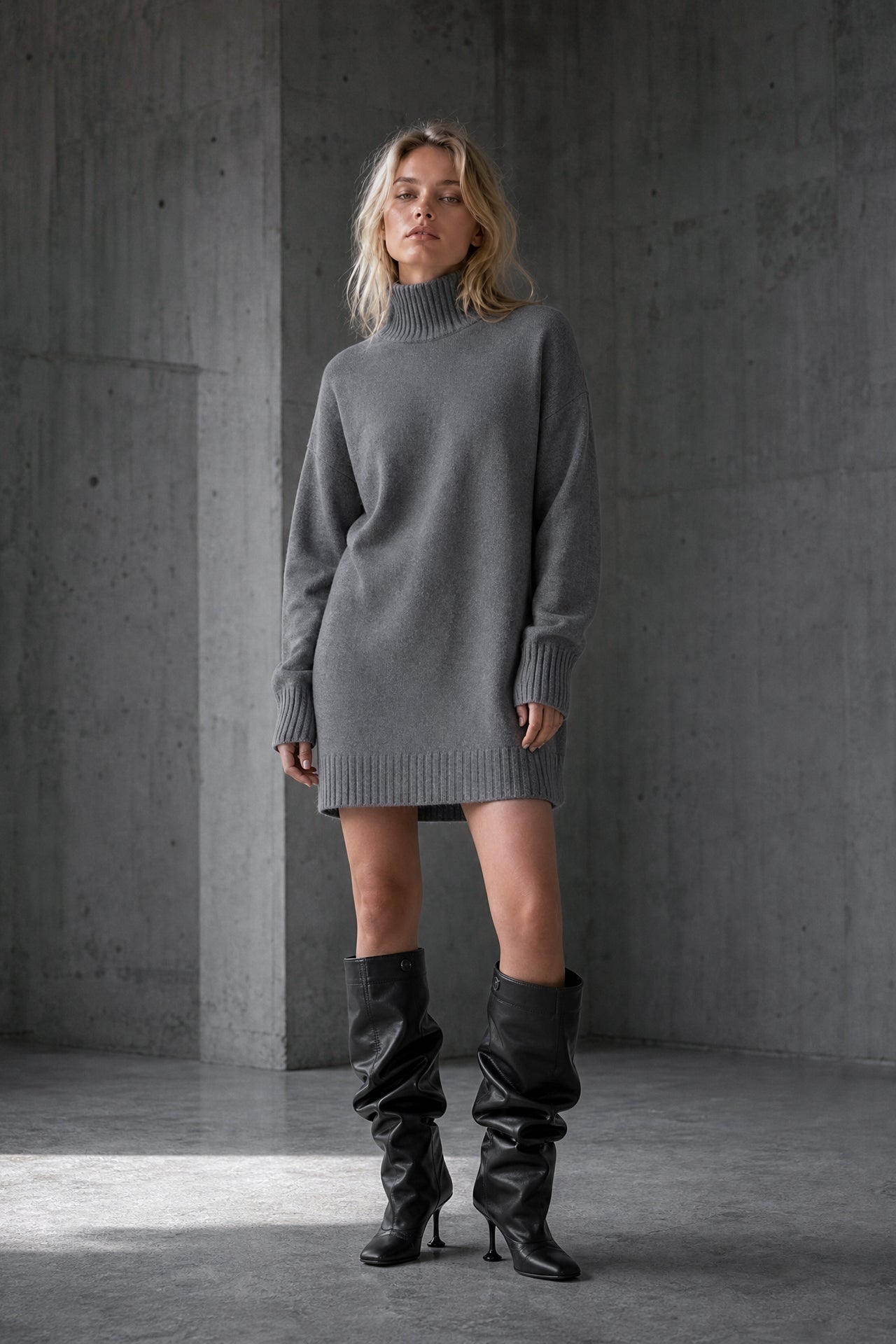 Long pullover viscose blend 2068 | Dark Grey