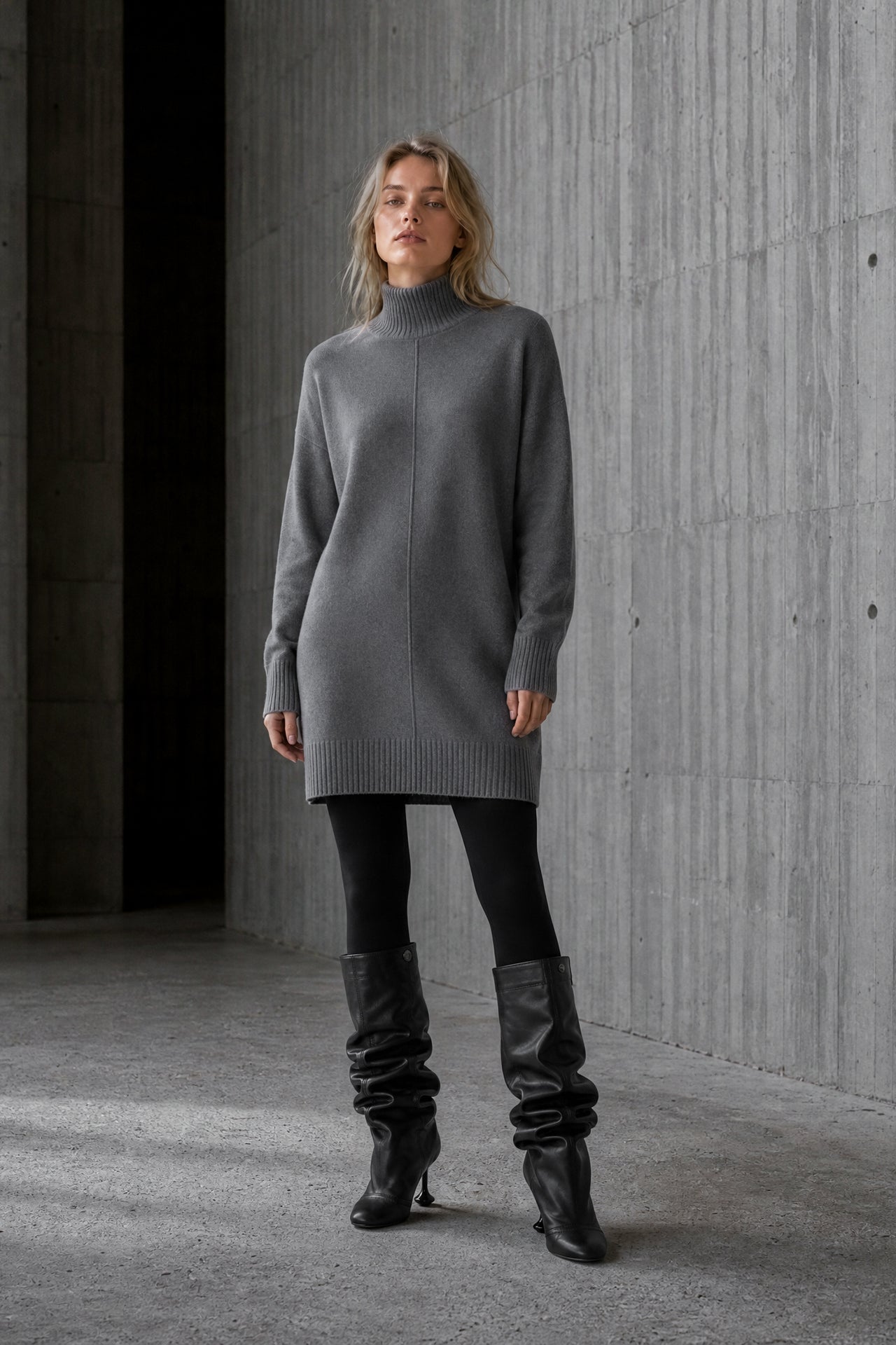 Long pullover viscose blend 2068 | Dark Grey