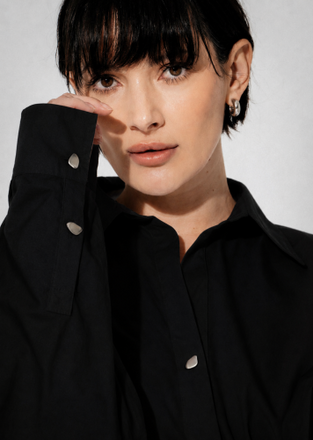 Luna cotton poplin blouse | Black