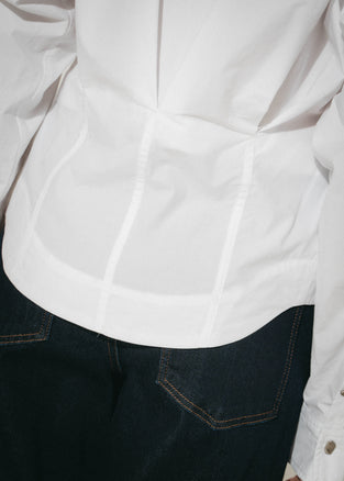 Luna cotton poplin blouse | White