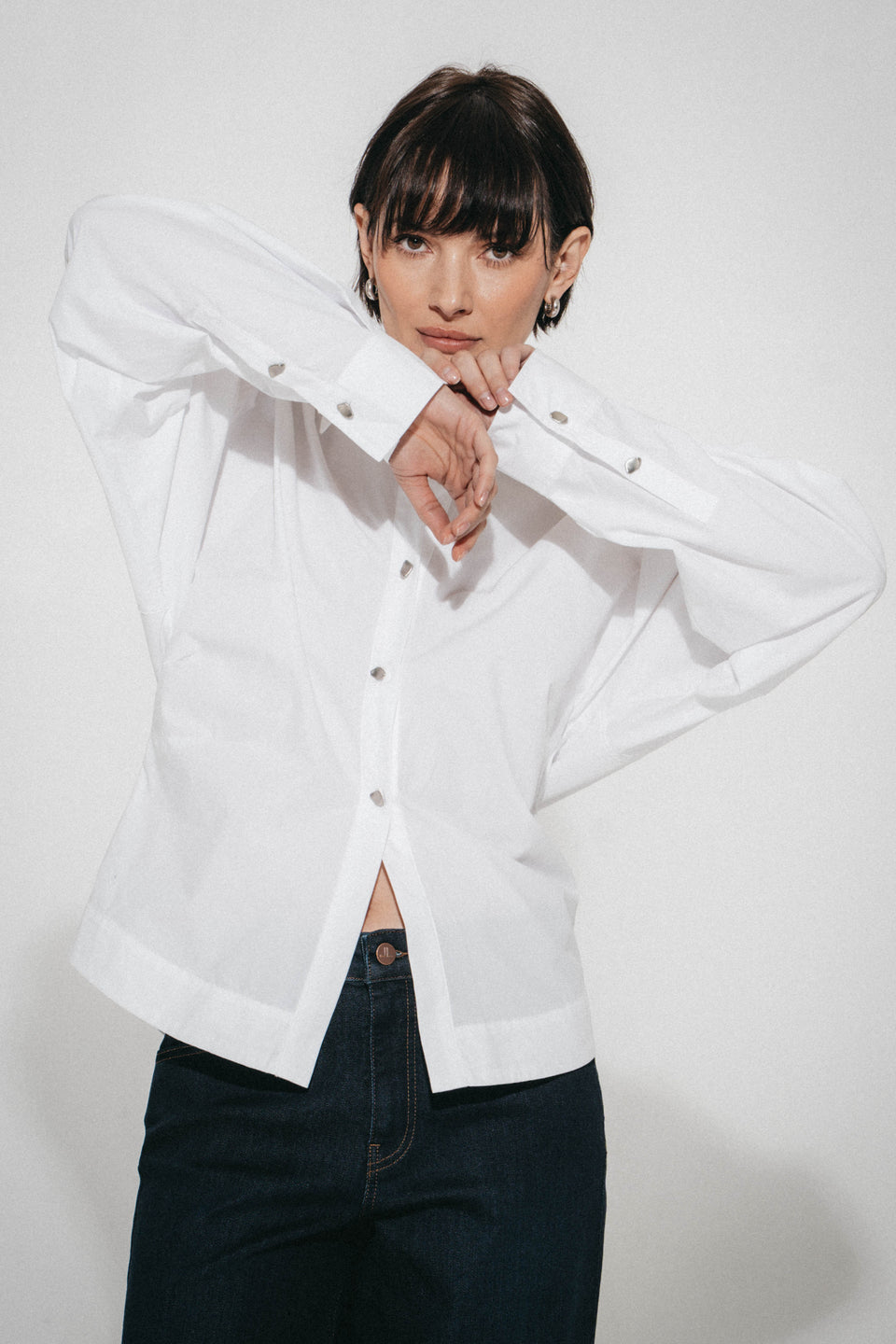 Luna cotton poplin blouse | White