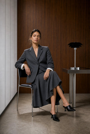 Marta asymmetrical viscose skirt | Anthracite