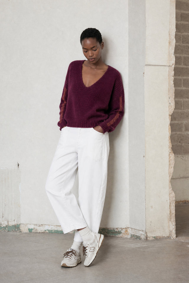 Martinez white barel jeans | Shiny White