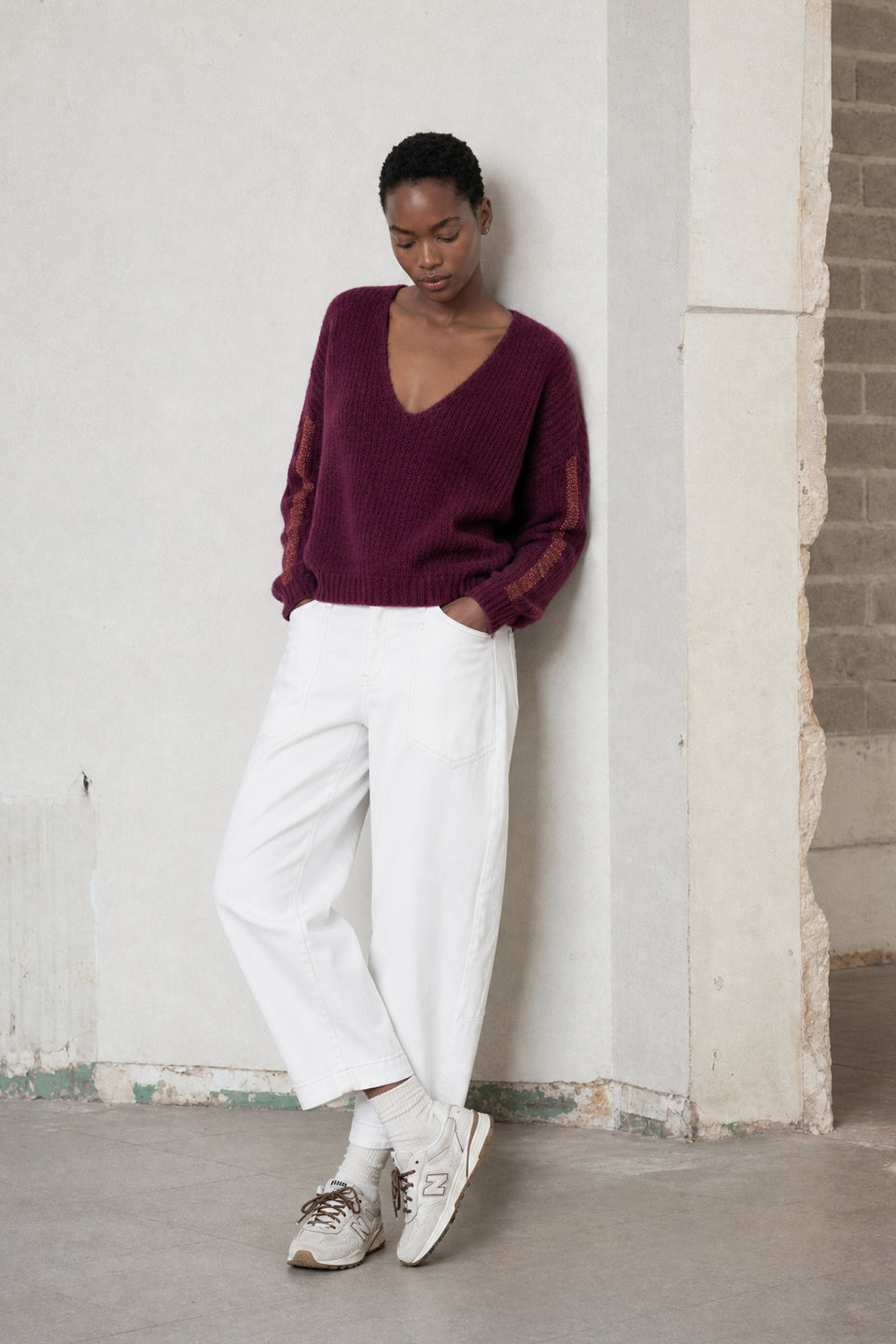 Martinez white barel jeans | Shiny White