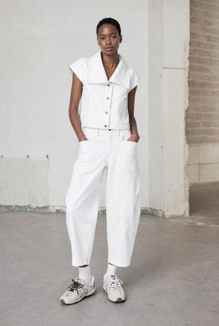 Martinez white barel jeans | Shiny White