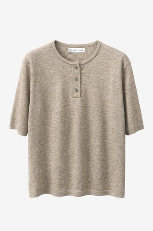 Moon plain knit top | Green Melange