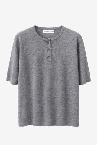 Moon plain knit top | Grey Melange