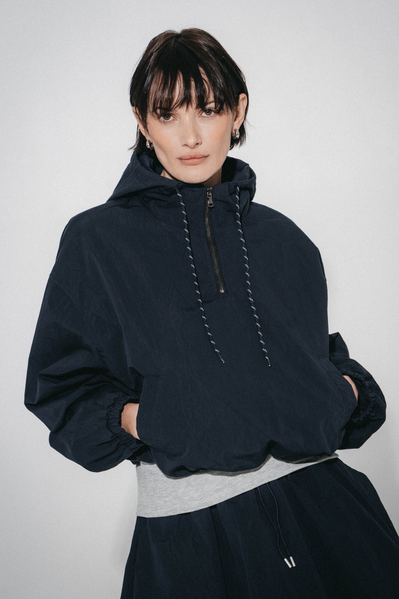 Muse cotton hoodie sweater jacket | Navy