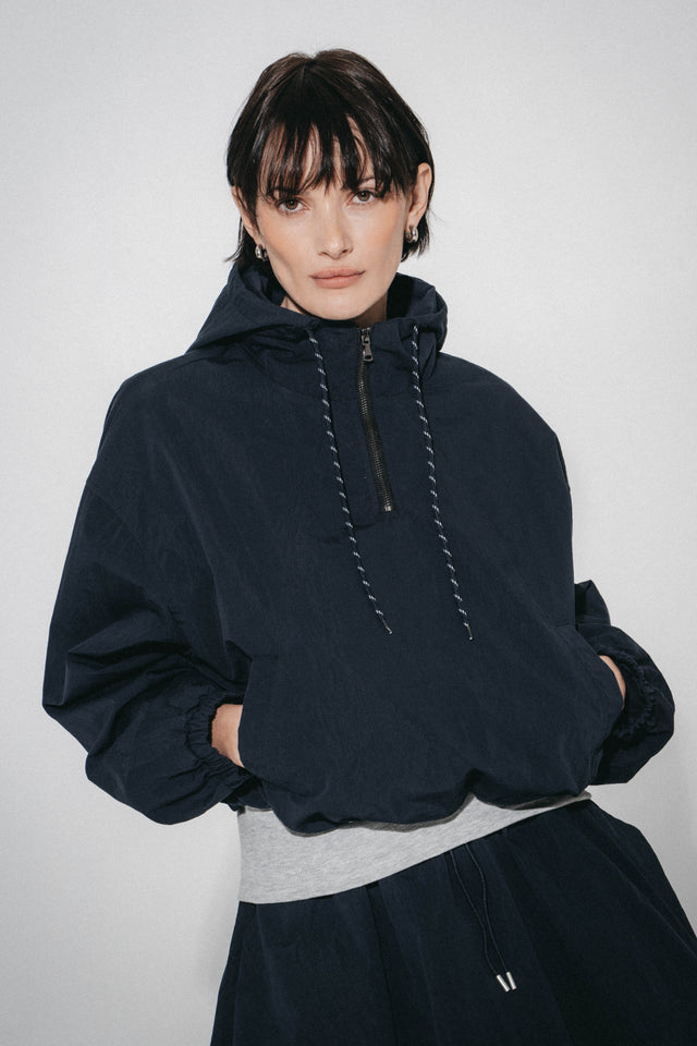 Muse cotton hoodie sweater jacket | Navy