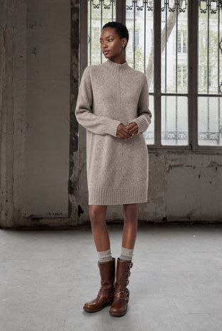 Long pullover viscose blend 2068 | Light Brown