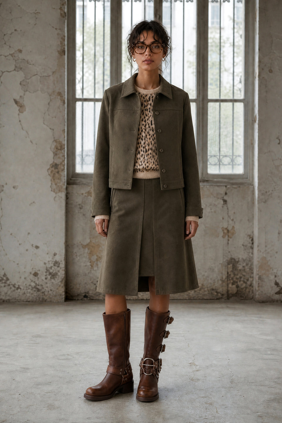 Nataly skuba velvet skirt | Army
