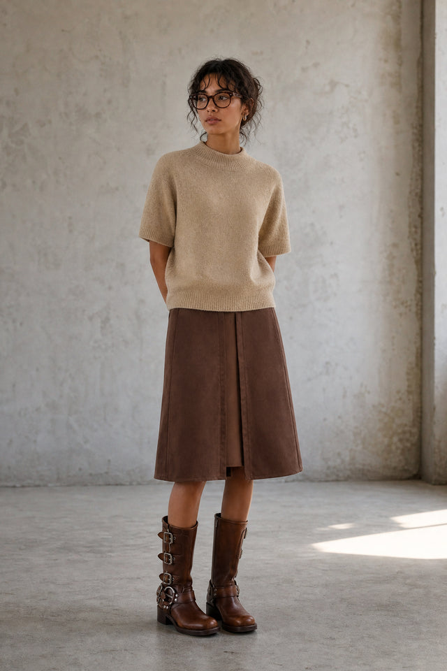 Alpaca knitted dyed top WP09 | Camel
