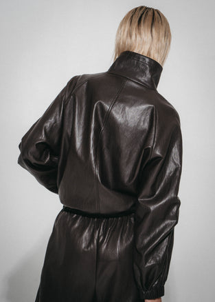 Nerina eco leather bomber jacket | Dark Brown
