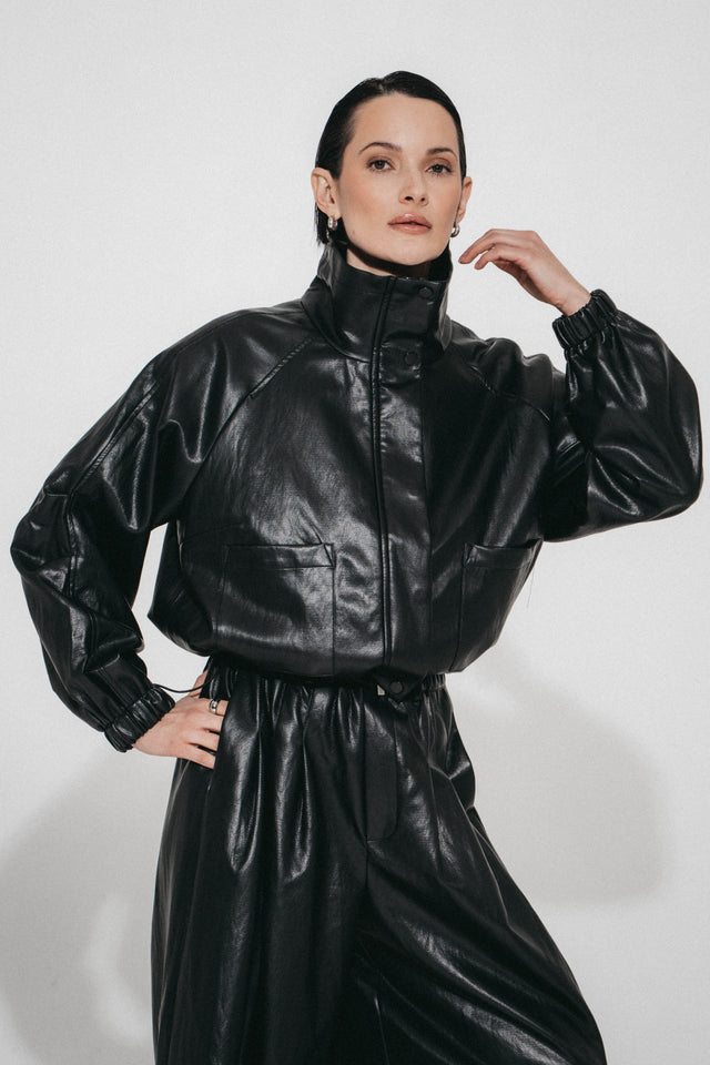 Nerina eco leather bomber jacket | Black