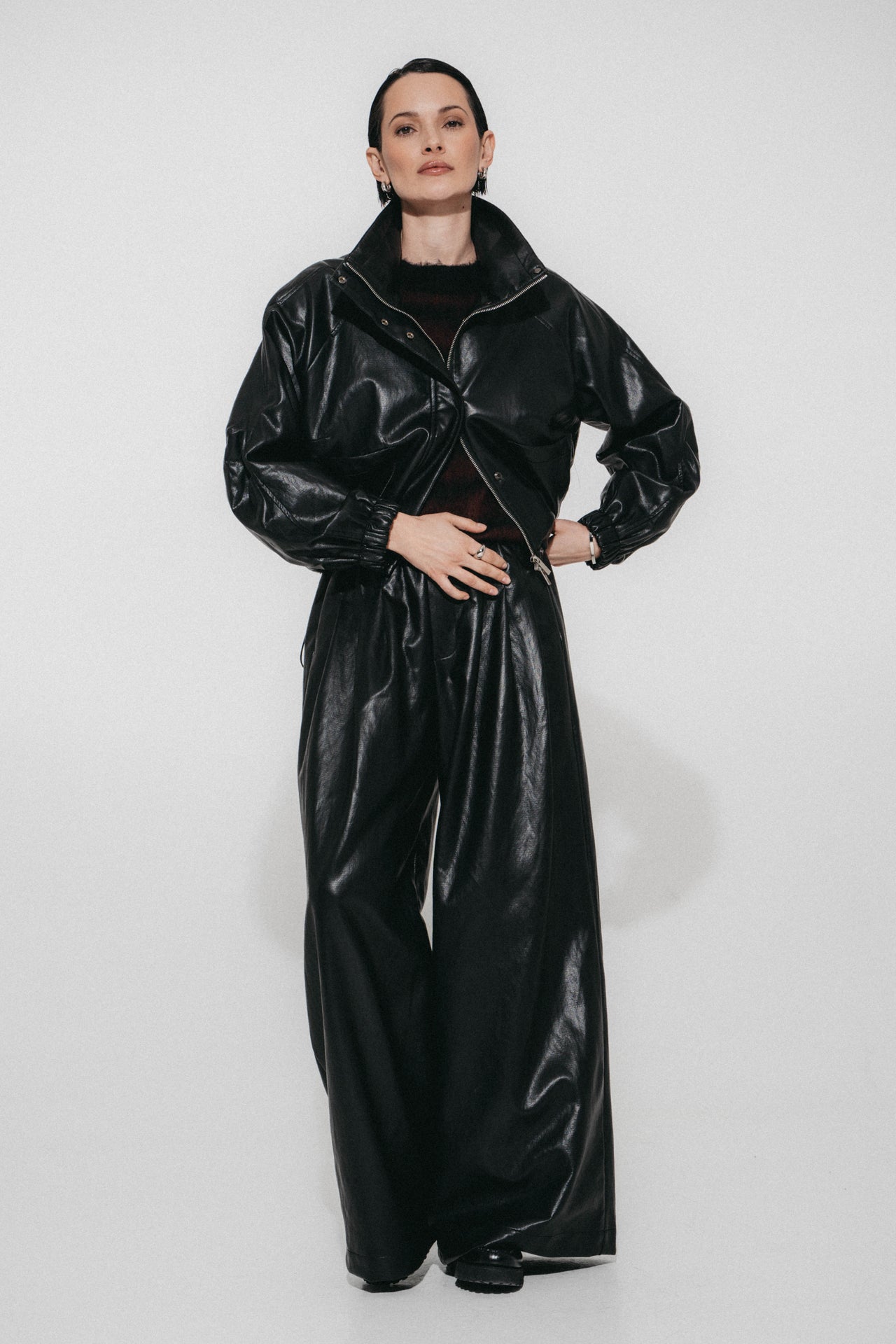 Nerina eco leather bomber jacket | Black