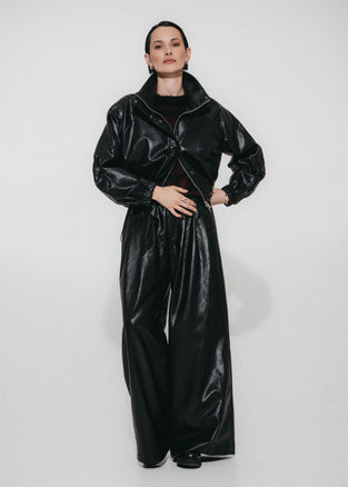 Nerina eco leather bomber jacket | Black