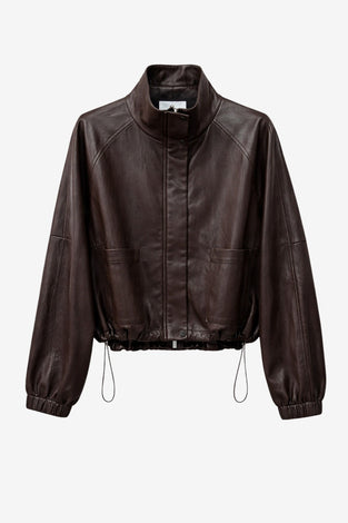 Nerina eco leather bomber jacket | Dark Brown