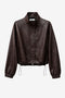 Nerina eco leather bomber jacket | Dark Brown