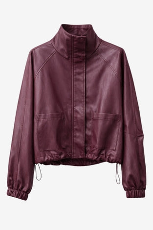 Nerina eco leather bomber jacket | Bordo