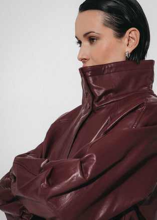 Nerina eco leather bomber jacket | Bordo