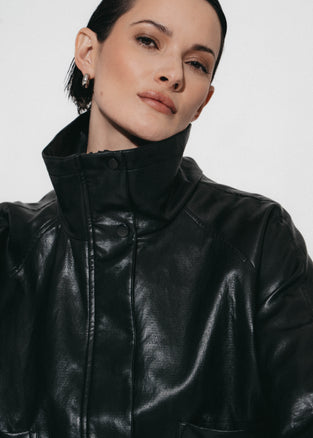 Nerina eco leather bomber jacket | Black
