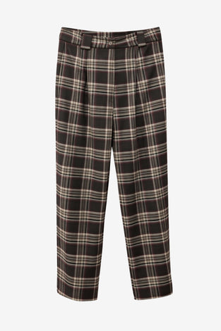 Nicola check viscose pants | Brown