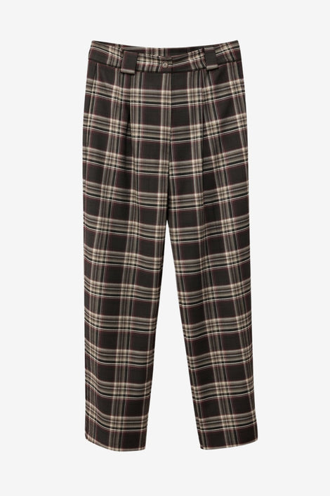Nicola check viscose pants | Brown