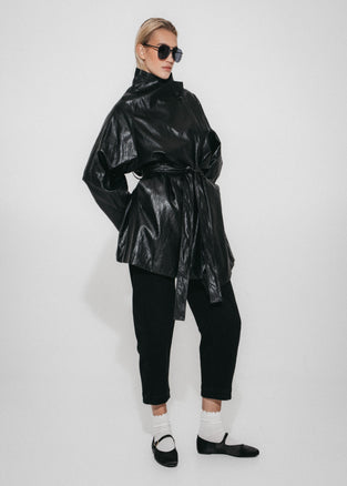 Noir eco leather coat | Black