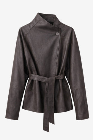 Noir eco leather coat | Dark Brown