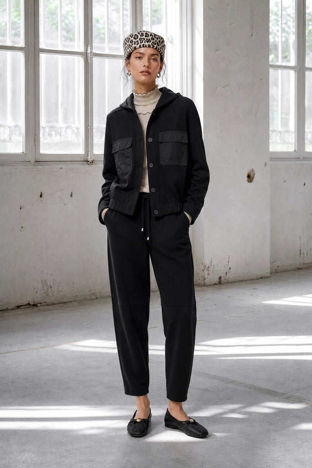 Garda punto Milano hoodie jacket | Nero