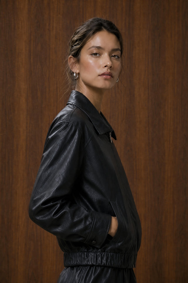 Pola eco leather bomber jacket | Black