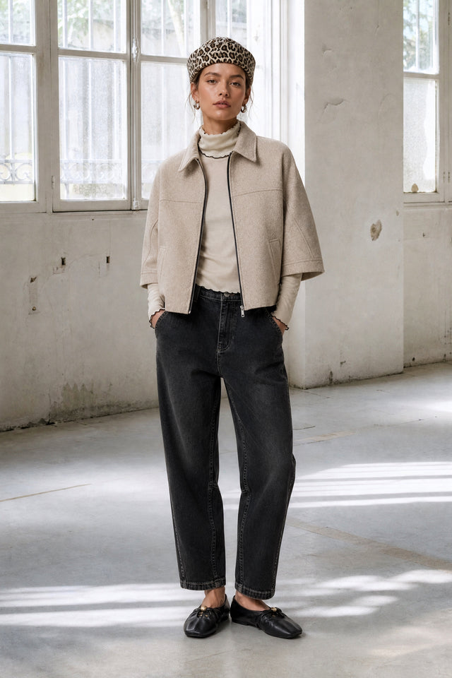 Ponzio wool short sleeve jacket | Beige