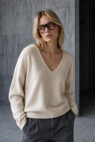 Pullover V-neck H25225 | Ecru