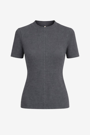 Rina rib knit top | Grey Melange