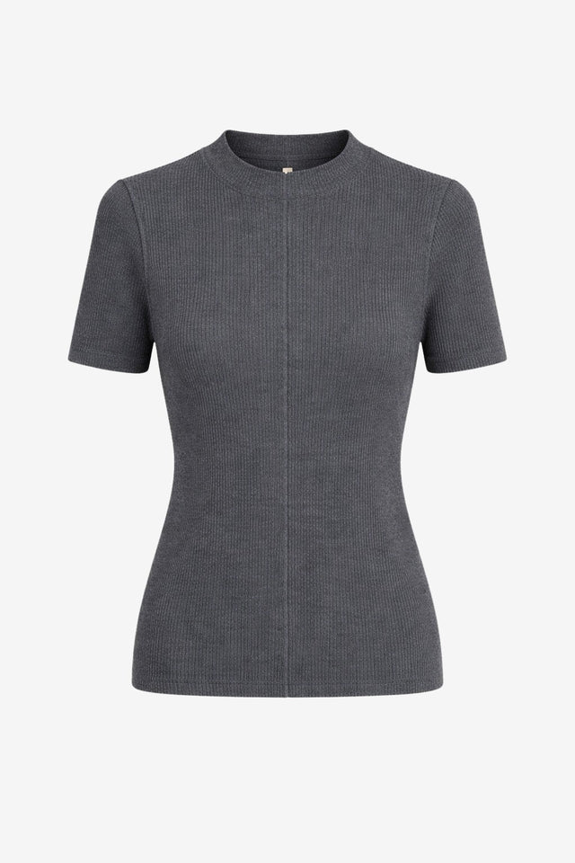 Rina rib knit top | Grey Melange