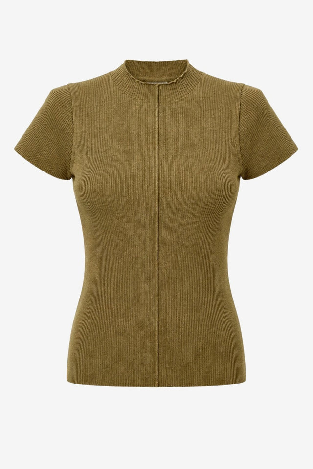 Rina rib knit top | Light Brown