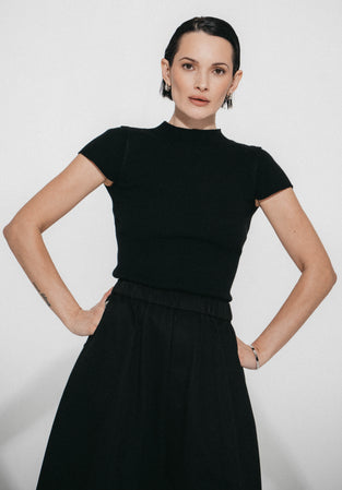 Rina rib knit top | Black