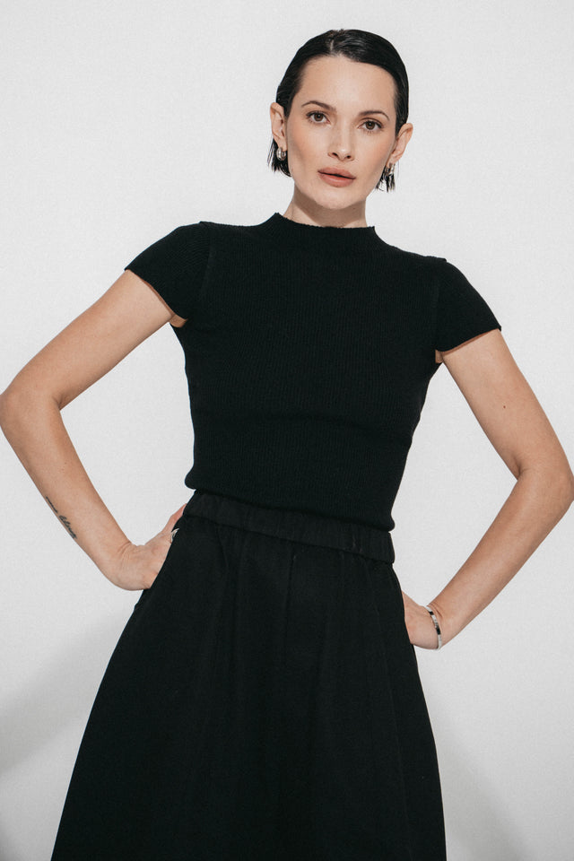 Rina rib knit top | Black