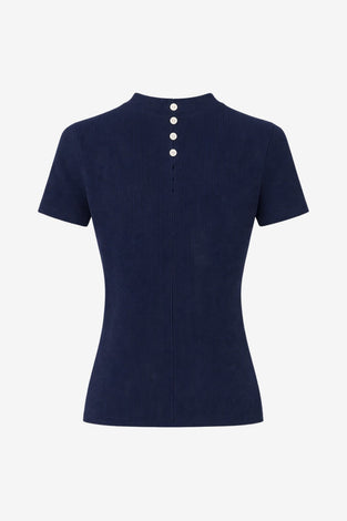 Rina rib knit top | Dark Blue