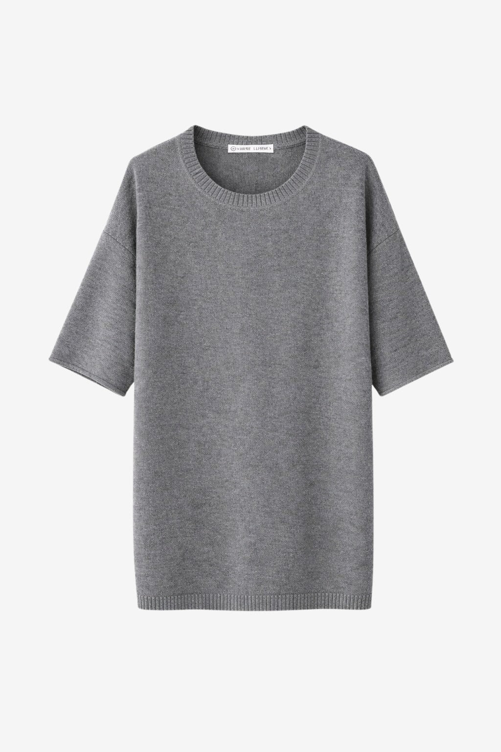 Rora plain knit long top | Grey Melange