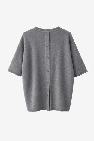 Rora plain knit long top | Grey Melange