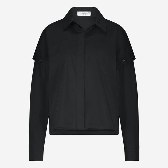 Faro cotton poplin blouse | Black