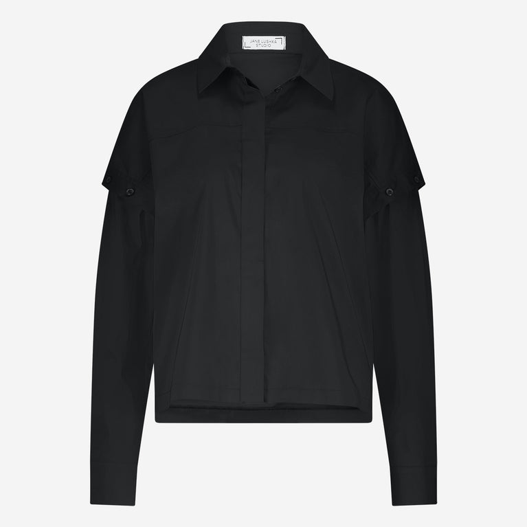 Faro cotton poplin blouse | Black