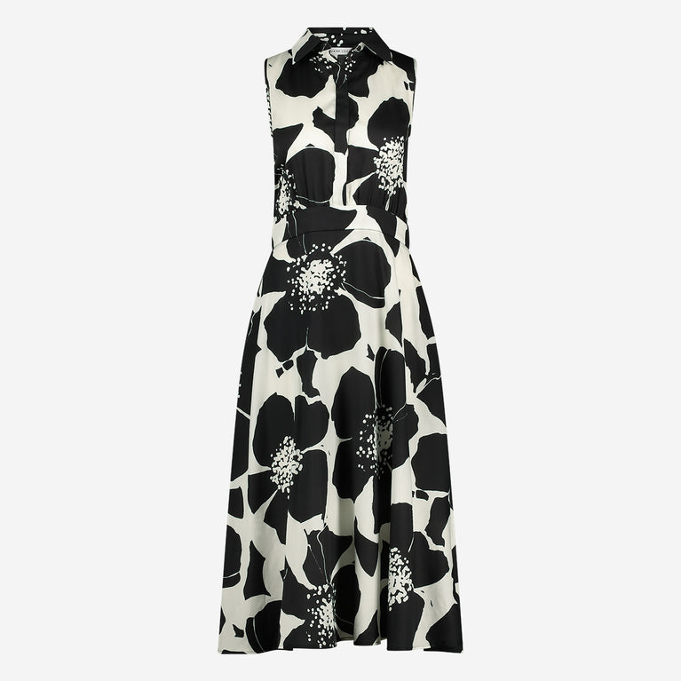 Anita flower print poplin dress | Black
