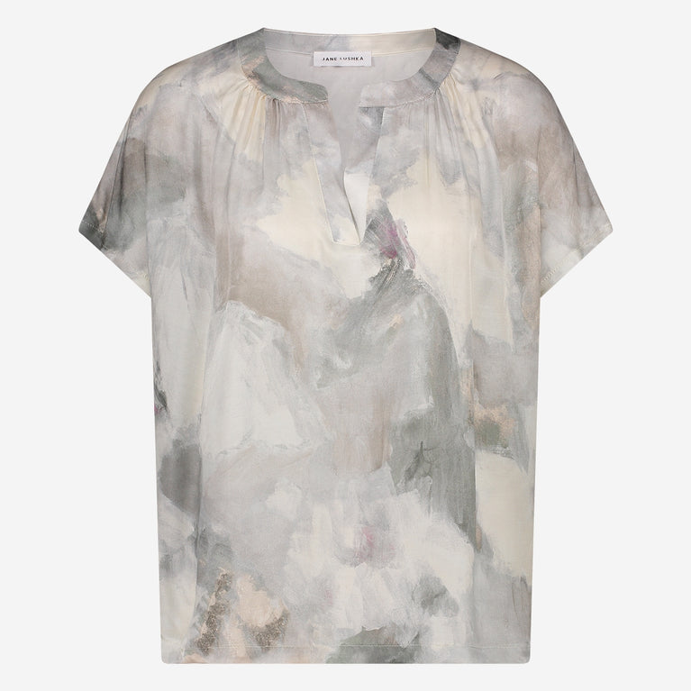 Remi printed silk viscose top | Grey