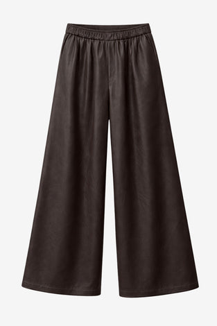 Sienna eco leather wide-leg pants | Dark Brown