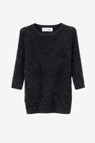 Soft knitted short sleeves top | Black